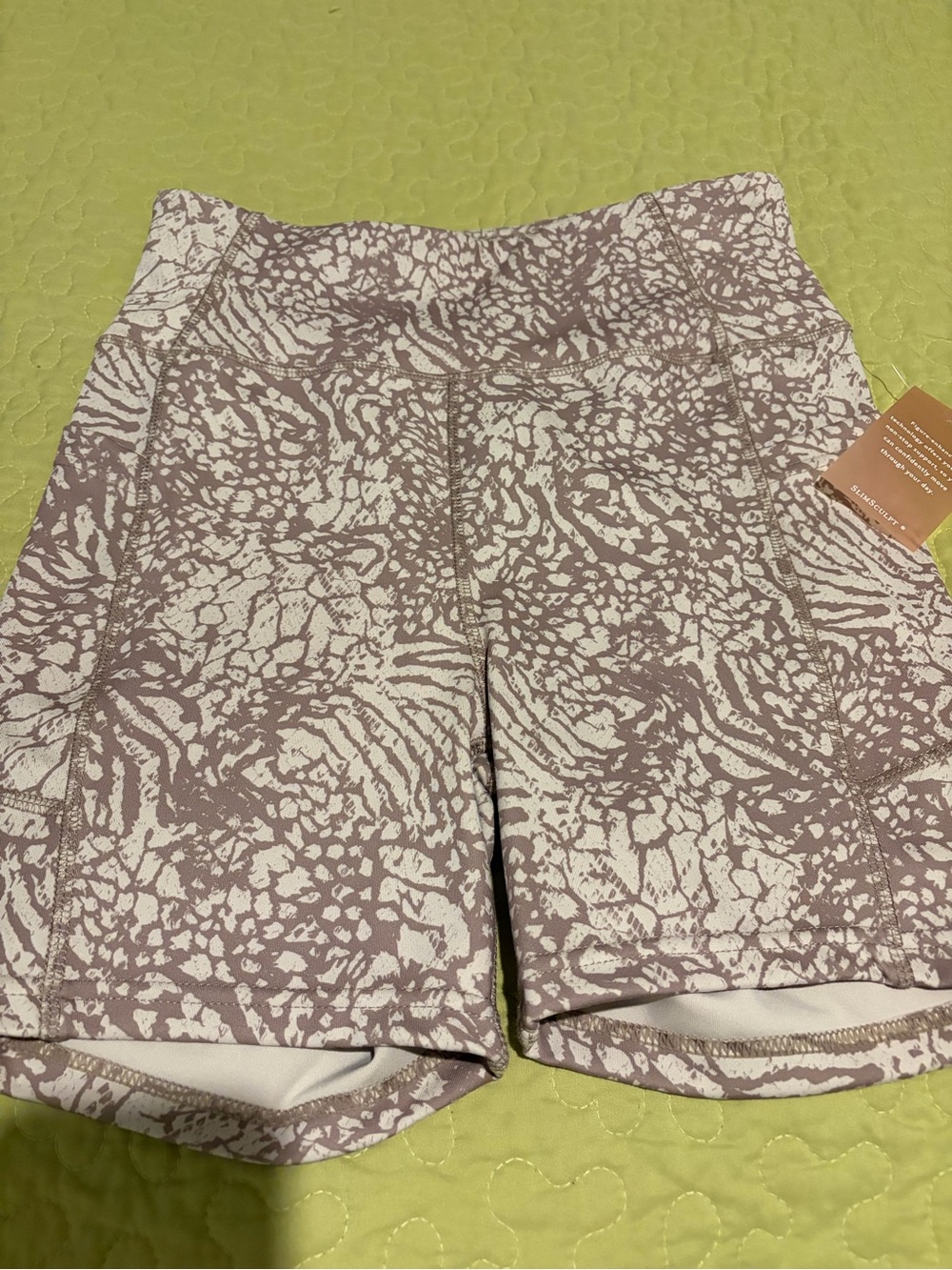 Jessica Simpson Mauve and Cream Abstract Print Bike Shorts
